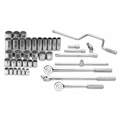 SK PROFESSIONAL TOOLS Socket Wrench Set: 1/2 in Drive, 40 Piece, 12-Point, SAE - SAE Socket Sets with Drive Tools