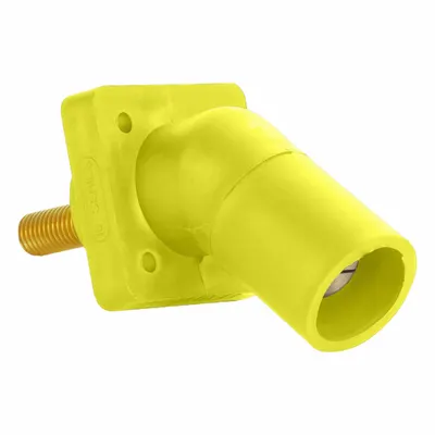 LEVITON Single Pole Receptacle: Yellow, Angled Taper Nose Mating, Threaded Stud Termination - Receptacles with Threaded Stud Terminations