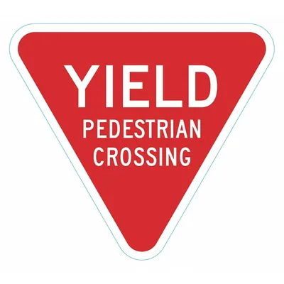 LYLE Triangle Yield Pedestrian Crossing Sign T1-6260-HI_18x18 - Triangle Yield Pedestrian Crossing Signs