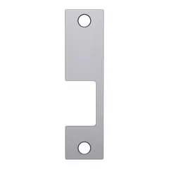 This HES electric strike faceplate is designed for use with Series 1006 electric strikes. It measures 1 1/4 inches wide by 4 7/8 inches high. The faceplate covers and protects the strike mechanism in access control systems for commercial door applications.