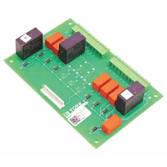 Replacement relay board for HVACR systems. Manages electrical switching for compressors, fans, and other loads. Use as a direct replacement in compatible YORK equipment.