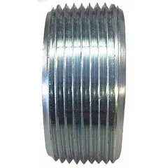 Stainless steel hydraulic hose plug with 1-1/4"-11-1/2 thread size and 1 1/4 in fitting size. Rated for 5,000 psi maximum working pressure at 70 °F. Used to seal open hose ends or ports in high-pressure hydraulic systems, preventing leaks and contamination.