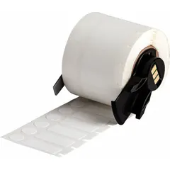 Nylon precut label roll, black on white, measuring 3/8 in x 1 in. Designed for use with Brady M710 printer series and M61-R4310 ribbon. Suitable for durable identification and labeling in industrial environments.