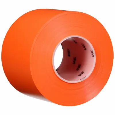 3M Floor Marking Tape: Liner-Less Tape, Solid, Orange, 4 in x 108 ft, 33 mil Tape Thick - Extra-Durable Floor Marking Tape