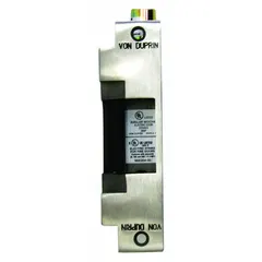 This electric strike combines cylindrical and mortise lock compatibility in a single unit. Constructed of stainless steel, it measures 6 inches in height and operates on 12V input voltage. Rated for heavy-duty performance, it is used in access control systems to release a locked door upon receiving an electric signal, suitable for commercial and industrial applications.