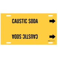 Pipe Marker: Caustic Soda, Yellow, Black, Fits 6 to 7 7/8 in Pipe O.D., 1 Pipe Markers, With Arrows (MPN 4021-F)
