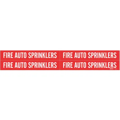BRADY Pipe Marker: Fire Auto Sprinklers, Red, White, Fits 3/4 to 2 3/8 in Pipe O.D. - Fire Auto Sprinklers Adhesive Pipe Markers