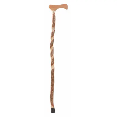 DMI Walking Cane: Walking Cane, Std, Single, Wood, Rubber Bottom Tip, 37 in - Single-Tip Canes
