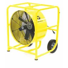 Mobile hazardous-location floor fan with 24-inch blade, 1 hp direct-drive motor, and 115/208 to 230V AC input. Suitable for ventilation in areas where flammable gases, vapors, or combustible dust may be present.