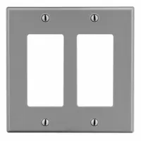 HUBBELL Wall Plate: Decorator-Rocker, 2 Gang, Gray, Std Size (MPN P262GY)