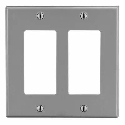 HUBBELL P262GY 2-Gang Decorator-Rocker Wall Plate, Gray, Polycarbonate - General Purpose Wall Plates