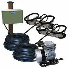Fine bubble diffuser system with bubble size of 3 to 5 mm. Max air flow of 3.2 cfm covering 452 sq ft surface area. Suitable for aeration in wastewater treatment and aquaculture applications.
