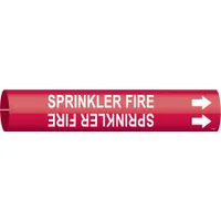 Pipe Marker: Sprinkler Fire, Red, White, Fits 1 1/2 to 2 3/8 in Pipe O.D., 1 Pipe Markers (MPN 4127-B)