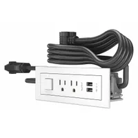 LEGRAND Furniture Power Outlet: 2 Outlets, 10 ft Cord Lg, White, 5-15R, 7.13 in Wd, Type A (MPN RDSZWH)