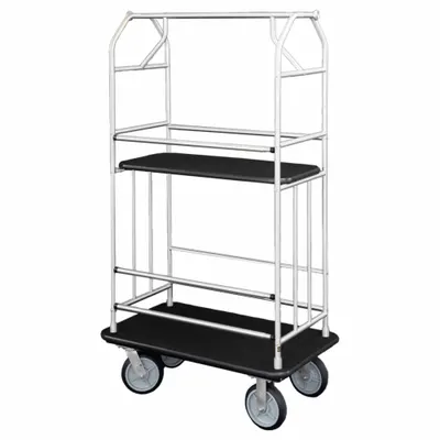 GLARO Bellman Cart: 1 in Frame Dia, 41 in Overall Lg, 25 in Overall Dp, 71 in Overall Ht - Condo Bellman Carts