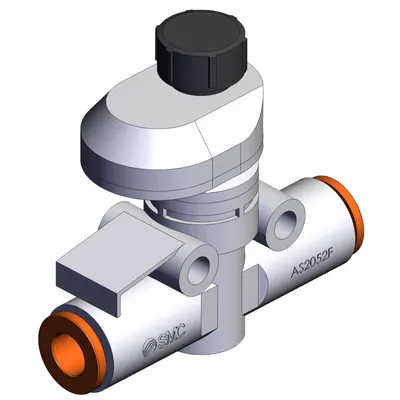 SMC Speed Controller: In-Line Fitting, Screw, 1/4 in Valve Body Size - In-Line Speed Control Valves