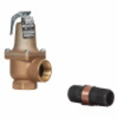 Watts Relief Valve: FNPTF x FNPTF, 1 1/2 in x 2 in, Iron - ASME Section XIII Hot Water Pressure Relief Valves