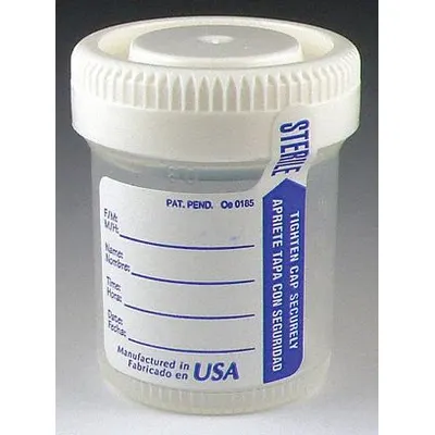 GLOBE SCIENTIFIC Airtight Jar: 2 fl oz Capacity - oz, 60 mL Capacity - mL, Sterile - Sterile Medical Specimen Containers