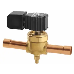 Normally closed, 2-way solenoid valve with 0.8 in port size. Used for on/off refrigerant flow control in liquid, suction, and hot gas lines of commercial and industrial refrigeration, air conditioning, and heat pump systems.