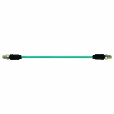 MURRELEKTRONIK Cordset: Cat5, M12 Male Straight x M12 Male Straight, 1.5 m Lg, TPE, Blue - M12 Connector to M12 Connector Cordsets