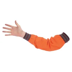 These flame-retardant treated cotton sleeves provide arm protection during welding and metalworking tasks. The elastic cuff keeps the sleeve securely in place. Sold as a single pair in universal size.
