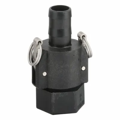 Dayton Quick Disconnect: Polypropylene, 1 1/4 in Hose Barb, 1 1/4 in Threaded Connection Dia. - Drum Pump Quick Disconnects