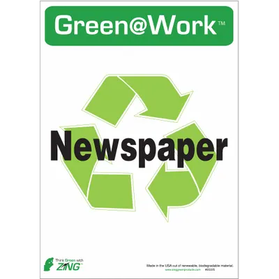 ZING Social Distancing Adhesive Sign: Plastic, Adhesive Sign Mounting, Not Retroreflective - Green@Work: Newspaper Signs