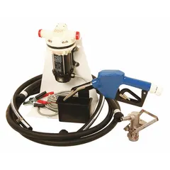 This 12 V DC electric drum pump is designed for dispensing diesel exhaust fluid (DEF) from totes or drums. It features a 1/10 hp motor, polypropylene construction, and a maximum flow rate of 8 gpm. The pump kit includes a stainless steel nozzle and discharge hose; a meter is not included.