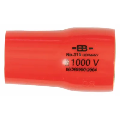 WIHA Insulated Socket: 3/8 in Drive Size, 8 mm Socket Size, 1 1/8 in Overall Lg - 3/8" Drive Metric Insulated Hand Sockets
