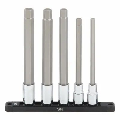 SK PROFESSIONAL TOOLS Socket Bit Set: 1 - 25 Pieces, 1/2 in Drive Size, 5 Pieces - Hex Bit Socket Sets