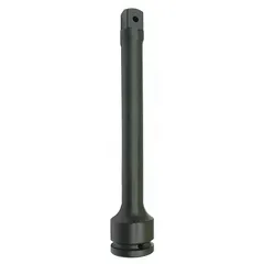This impact socket extension features a 3/4-inch input and output drive size with a phosphate finish. It is used to extend the reach of impact tools in heavy-duty fastening applications, such as automotive repair and industrial maintenance.