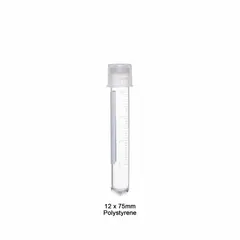 APPROVED VENDOR Culture Tube, Polystyrene, 5 mL, Round Bottom, Colorless, with LDPE Closure