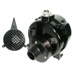 Oil-filled submersible centrifugal pump for transferring clean water or light fluids. Operates on 115V AC with a 7.8 ft maximum head. Features 1/2 in intake and discharge ports. Suitable for dewatering, drainage, and circulation applications.