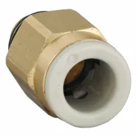 SMC Push-Fit Adapter Fitting: 6 mm OD x 6 mm Pipe Size, Push-to-Connect x Metric, Brass, Brass (MPN KQ2H06-M6A)