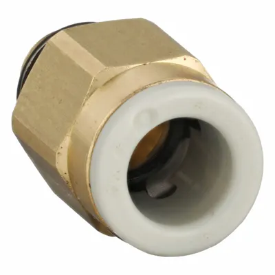 SMC Push-Fit Adapter Fitting: 6 mm OD x 6 mm Pipe Size, Push-to-Connect x Metric - Polybutylene & Brass Tube Fittings