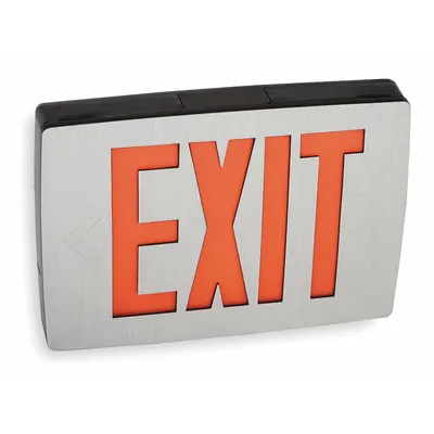 LITHONIA LIGHTING Exit Sign: LED, Black, Red, 1 Faces, Ceiling, Not Battery Powered - Aluminum Lighted Exit Signs