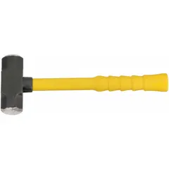 Steel engineering hammer with a 4 lb head weight and 1 5/8 in diameter striking face. Overall length is 14 in. Fiberglass handle. Used for heavy-duty striking tasks in metalworking, construction, and maintenance.