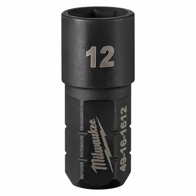 MILWAUKEE Impact Socket: SAE/Metric, 12 mm Socket Size, 6-Point, Short - Insider & DXS Impact Sockets