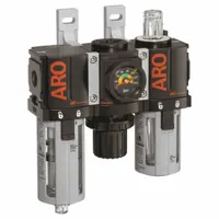 ARO Filter/Regulator/Lubricator: 1/4 in NPT, 46 scfm, 140 psi Max Op Pressure, 5 micron, 1000 Series (MPN C38121-801)