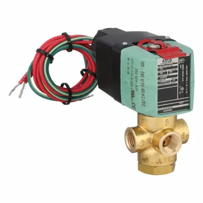 ASCO Solenoid Valve: 3-Way, Normally Closed, 1/4 in Pipe Size, 100 to 240V AC - 3-Way/2-Position, Normally Closed Solenoid Valves
