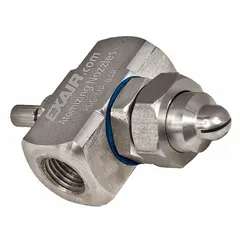 Internal mix air-atomizing spray nozzle with 0.7 scfm flow rate and flat spray pattern at 15 inches. Constructed from stainless steel with 1/4 in FNPT connection. Used for precise liquid atomization in industrial coating, humidification, and cooling applications.