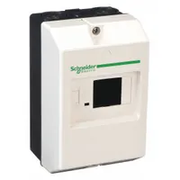 NEMA Type 1 enclosure for use with GV2ME and TeSys GV2 series IEC motor starters. Provides protection against dust and incidental contact while allowing operator access. Suitable for industrial environments requiring enclosed motor control