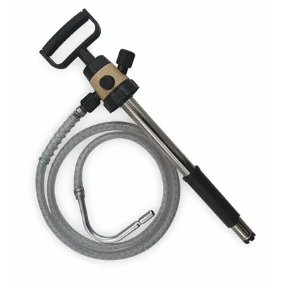 OILSAFE Hand Pump: Piston Action, Pump with Hose, Nozzle & Spout, ABS/Stainless Steel Housing - Down-Stroke Drum Pumps