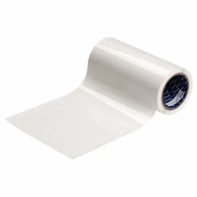 BRADY Laminate Roll: Laminate Roll, Acrylic, Clear, Permanent Adhesive, 6 3/8 in Ht - Label Protection Overlaminates