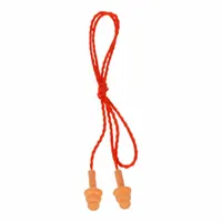 3M Earplugs: Flanged, 25 dB NRR, Gen Purpose, Corded, Reusable, Push-In, Orange, 50 PK (MPN 340-3002)