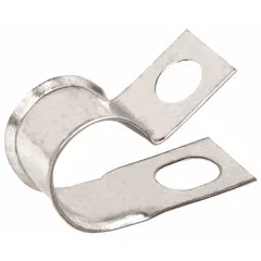 Galvanized steel edge clamp for tube and pipe with a maximum outer diameter of 5/16 in. Used to secure cables, tubing, or small-diameter piping in industrial installations, control panels, machinery, and HVAC systems.