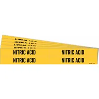 Pipe Marker: Nitric Acid, Yellow, Black, Fits 3/4 to 2 3/8 in Pipe O.D., 4 Pipe Markers, 5 PK (MPN 7197-4-PK)