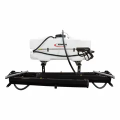 This FIMCO tailgate sprayer features a 25-gallon tank and cordless operation for mounting on ATVs or UTVs. It is suited for agricultural spraying, weed control, pasture management, and applying liquid fertilizers or pesticides on farms, ranches, and large properties.