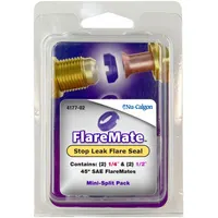 This flaring tool adapter and accessory kit is designed for use with 45° flare fittings. Constructed from copper, it provides components to create a seal in flared connections. Commonly applied in HVAC, refrigeration, and plumbing systems for copper tubing connections