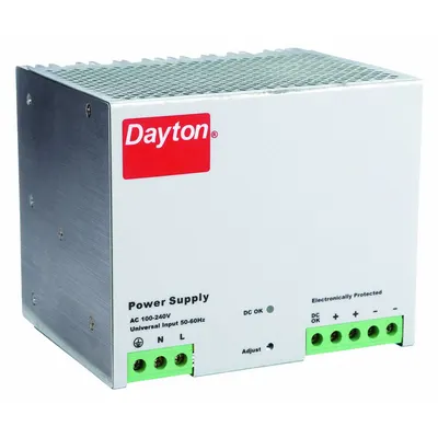 DAYTON DC Power Supply: DIN Rail, 480 W Output Power - Rated, 20 A Current - Output - DIN Rail Mount DC Power Supplies